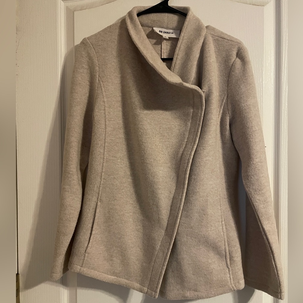 BB Dakota Cream Women's‎ Asymmetrical Zip Up Jacket S Soft Casual